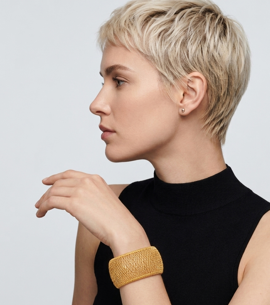 18K  Open Wire Mesh Bracelet